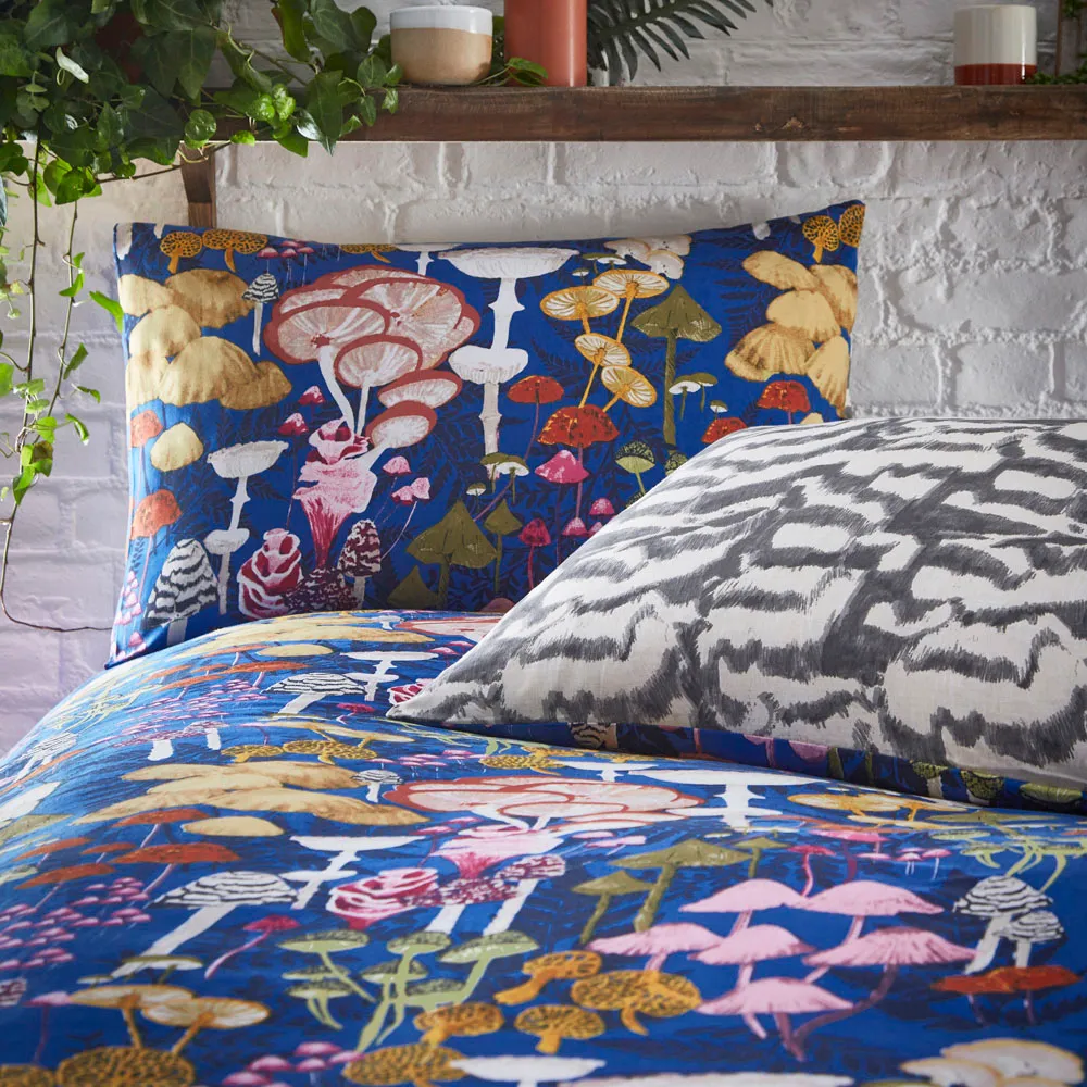 Amanita Mushroom Super King Duvet Set - Cobalt