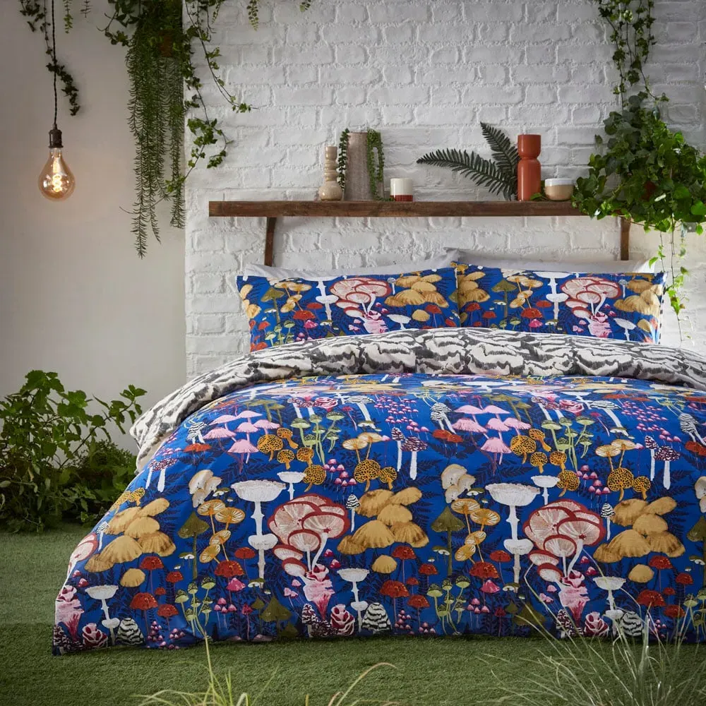 Amanita Mushroom Super King Duvet Set - Cobalt