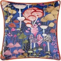 Amanita Piped Cushion - Cobalt Blue, Velvet