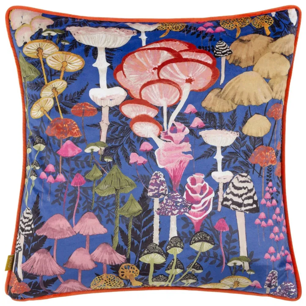 Amanita Piped Cushion - Cobalt Blue, Velvet image