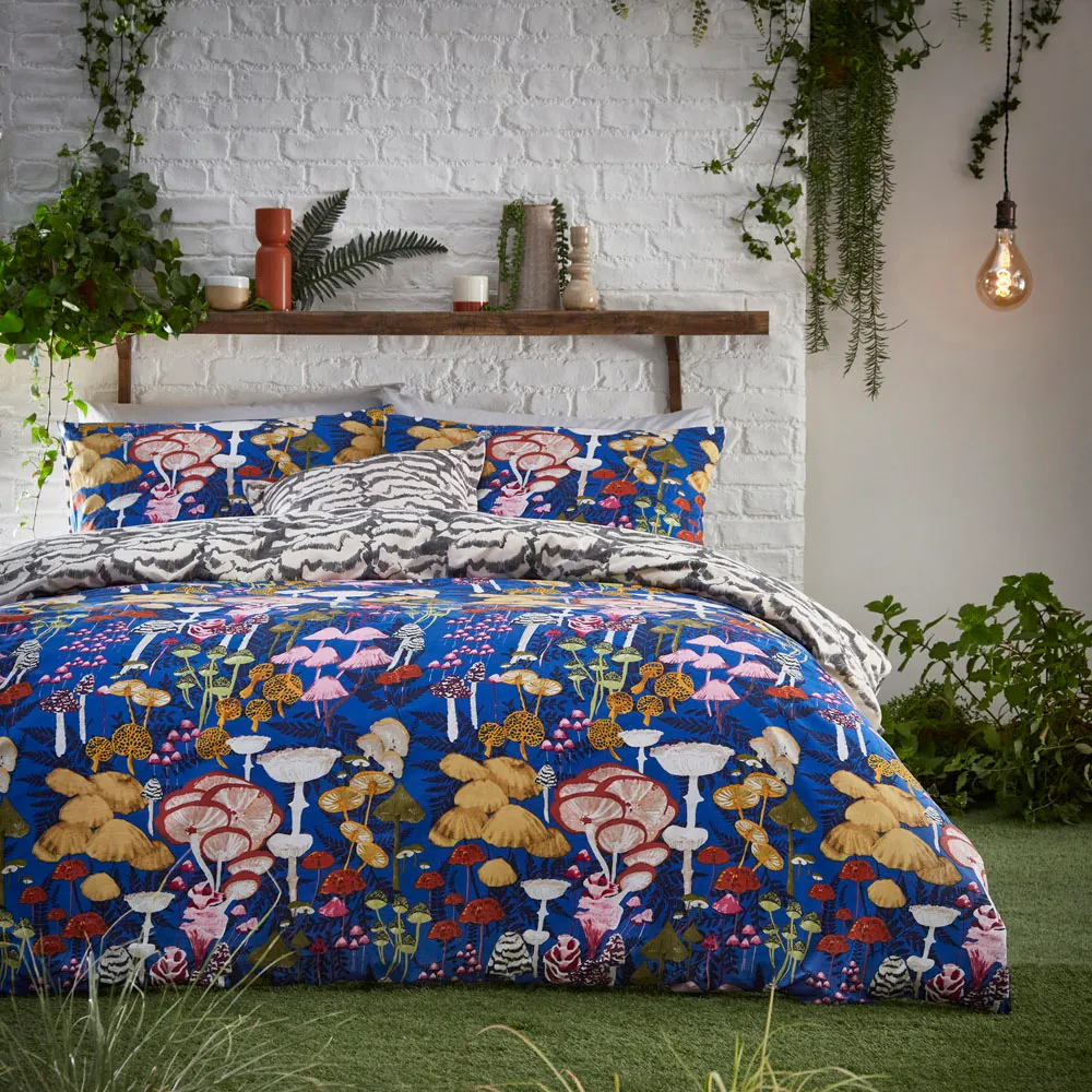 Amanita Single Duvet Set - Cobalt, Polycotton
