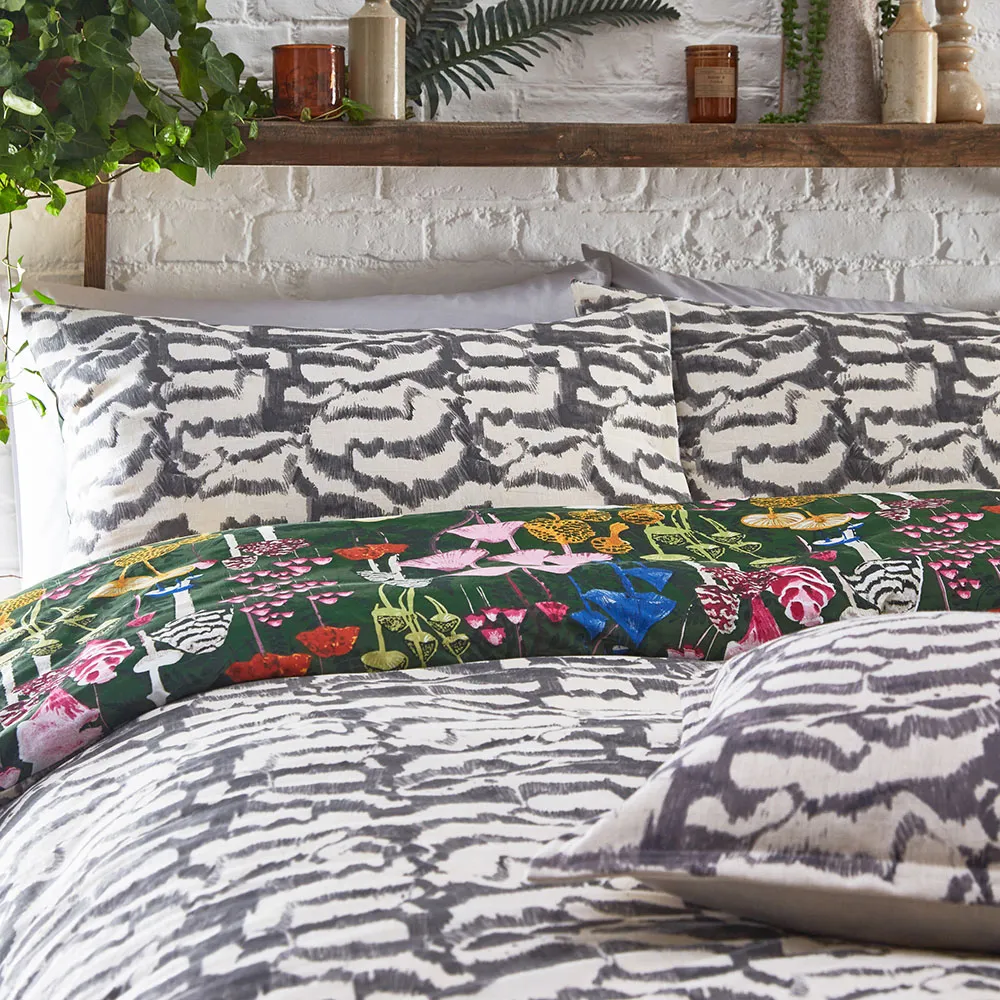 Amanita Single Duvet Set - Forest Green, Polycotton