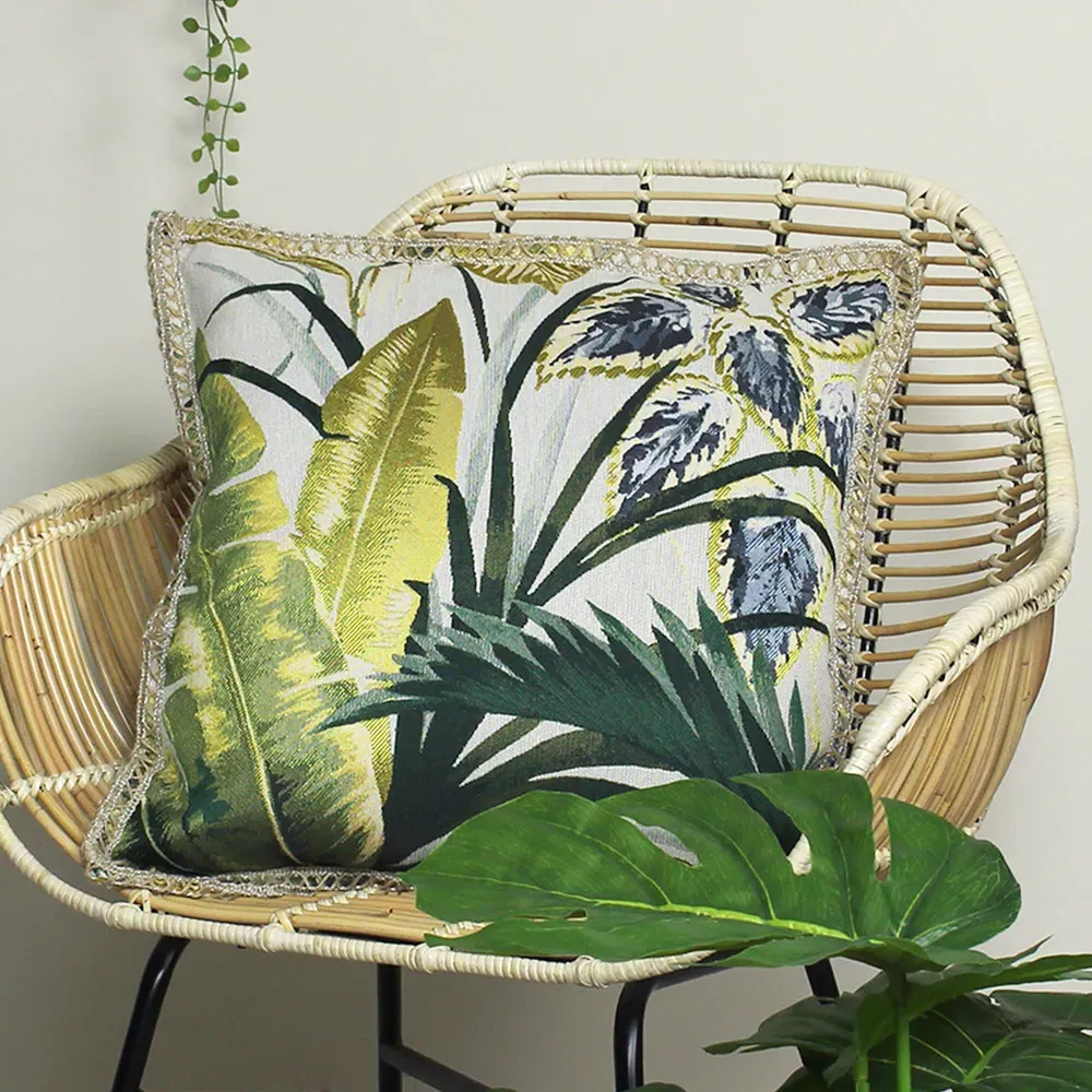 Amazonia Tropical Cushion - Green, Velvet