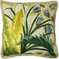 Amazonia Tropical Cushion - Green, Velvet