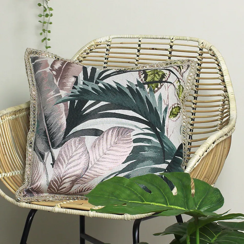 Amazonia Tropical Cushion - Pink, Velvet