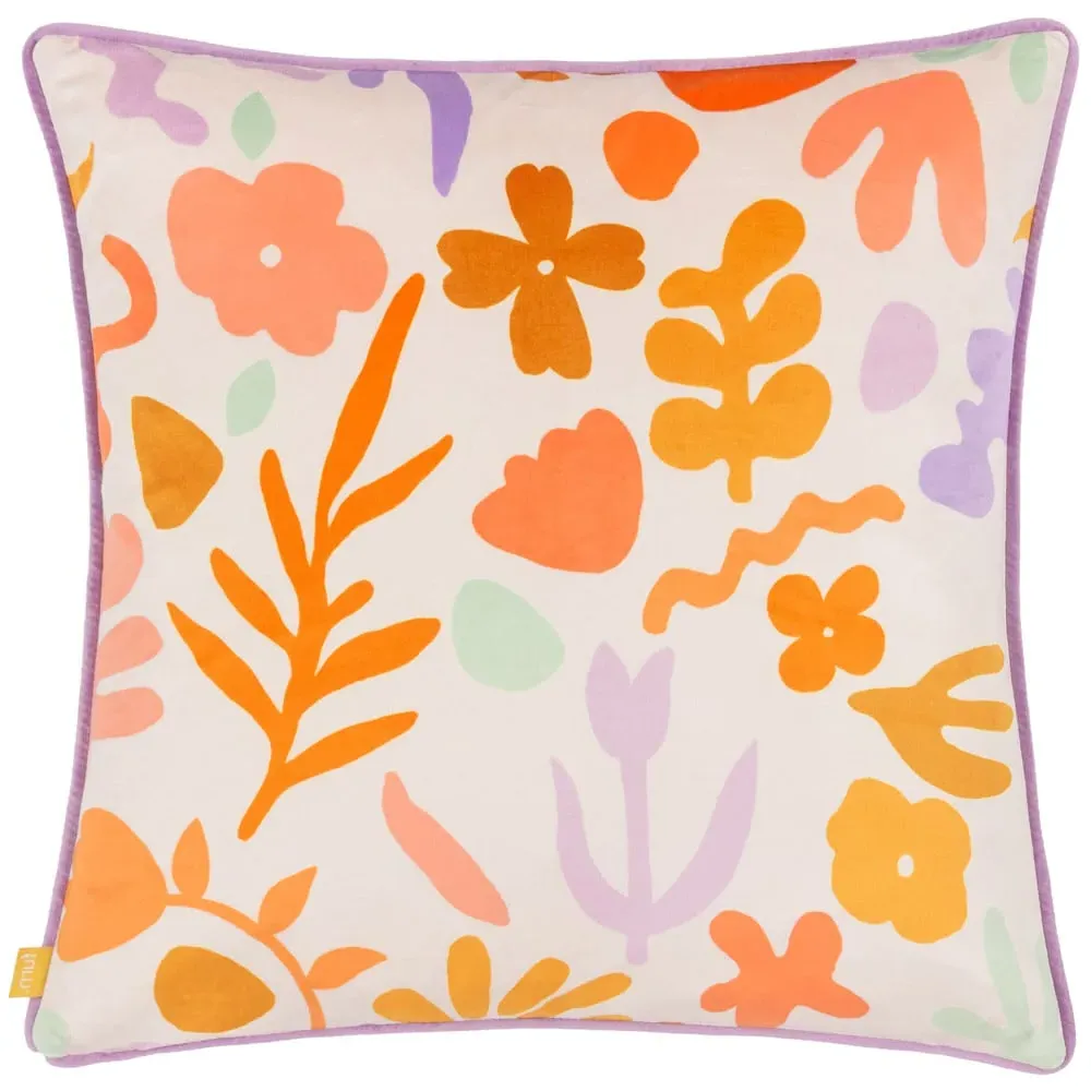 Amelie Doodles Floral Velvet Cushion - Multi