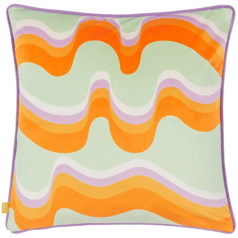 Amelie Waves Abstract Velvet Cushion - Multi image