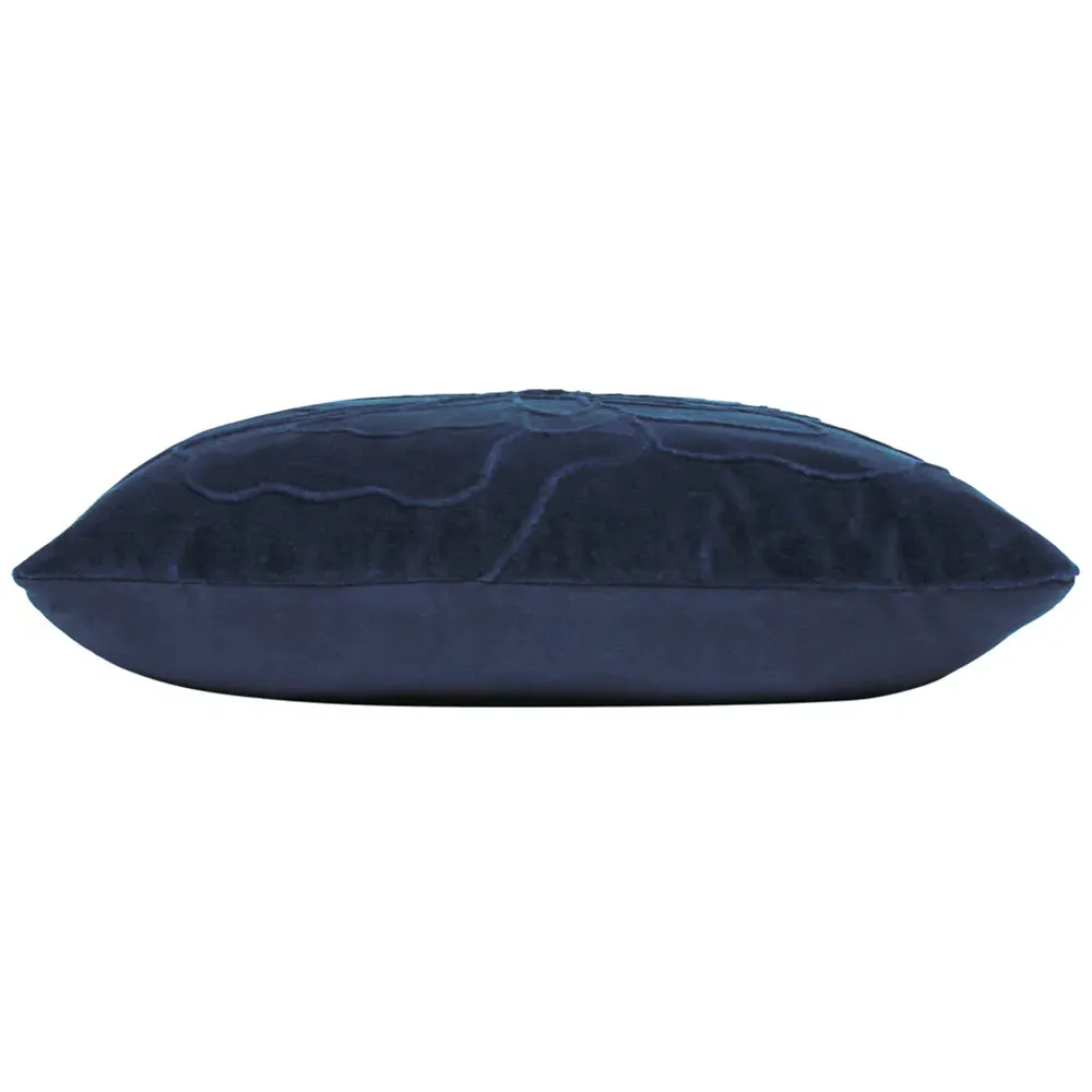 Angeles Floral Velvet Cushion - Navy Blue