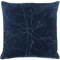 Angeles Floral Velvet Cushion - Navy Blue