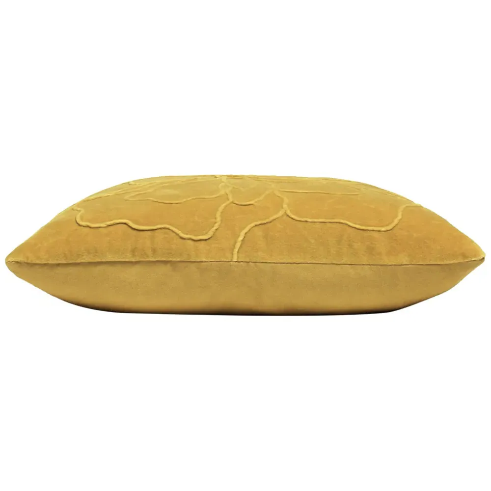 Angeles Floral Velvet Cushion - Ochre