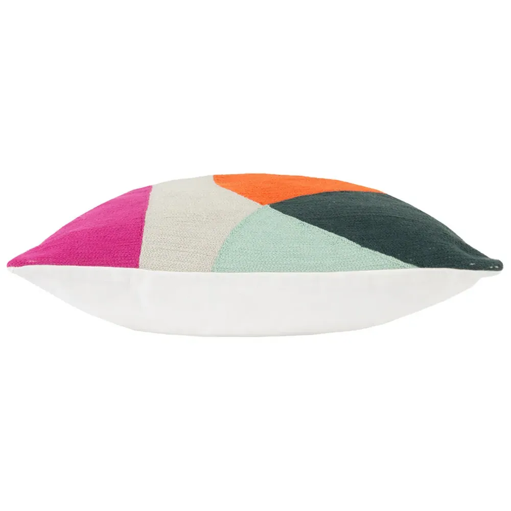 Anjo Geometric Crewel Cushion - Natural Multi, Cotton