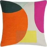 Anjo Geometric Crewel Cushion - Natural Multi, Cotton