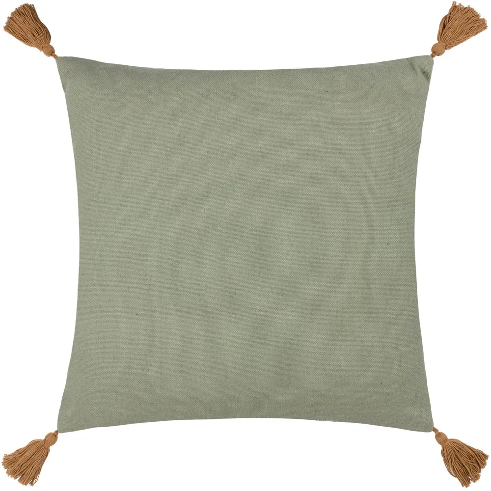 Aquene Tufted Cushion with Tassels - Moss, Cotton