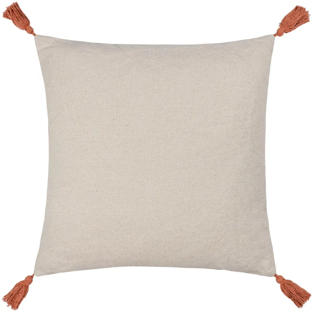 Aquene Tufted Cushion with Tassels - Natural, Cotton