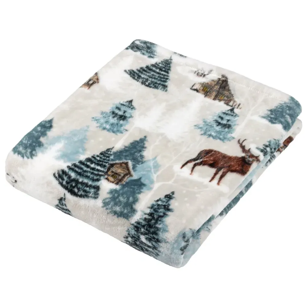 Arcticus Animal Fleece Throw - White and Blue image