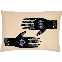 Ashram Hands Embroidered Cushion - Pink