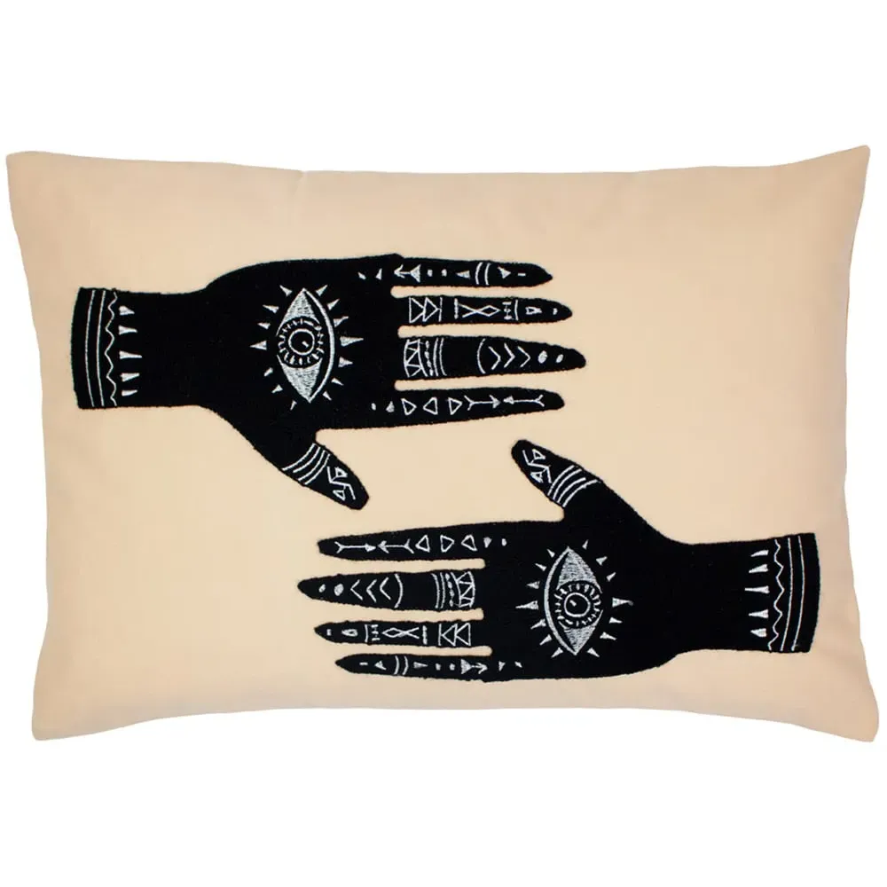 Ashram Hands Embroidered Cushion - Pink image