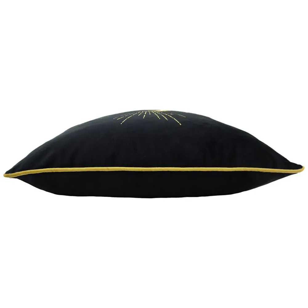 Astrid Embroidered Celestial Cushion - Black