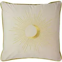 Astrid Embroidered Celestial Cushion - Ivory