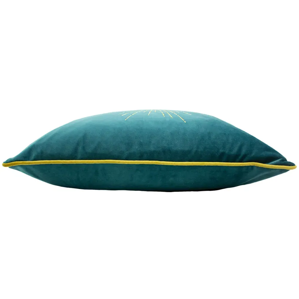 Astrid Embroidered Celestial Cushion - Teal