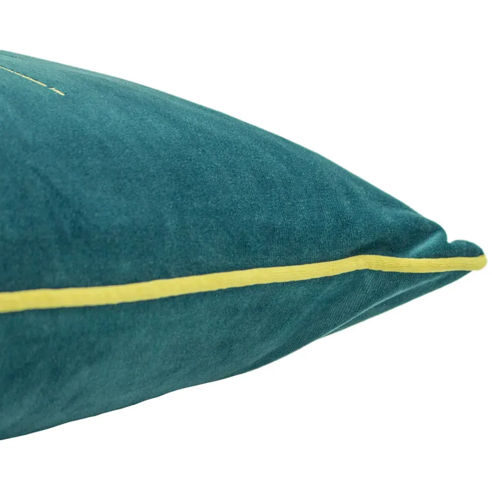 Astrid Embroidered Celestial Cushion - Teal