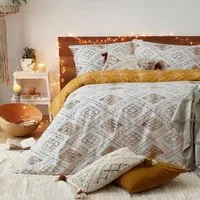 Atlas Global Super King Duvet Set - Ochre, Brushed Cotton