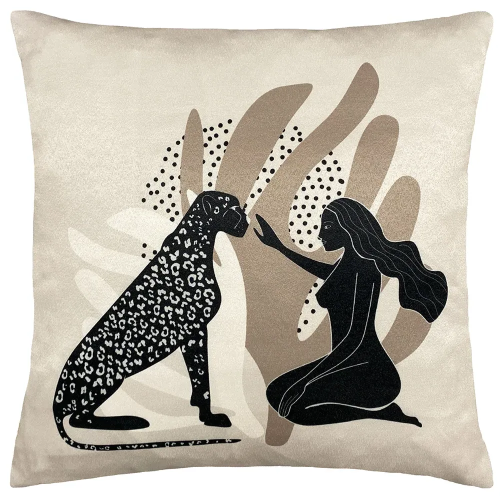 Aurora Blush Leopard Velvet Cushion - Pink image