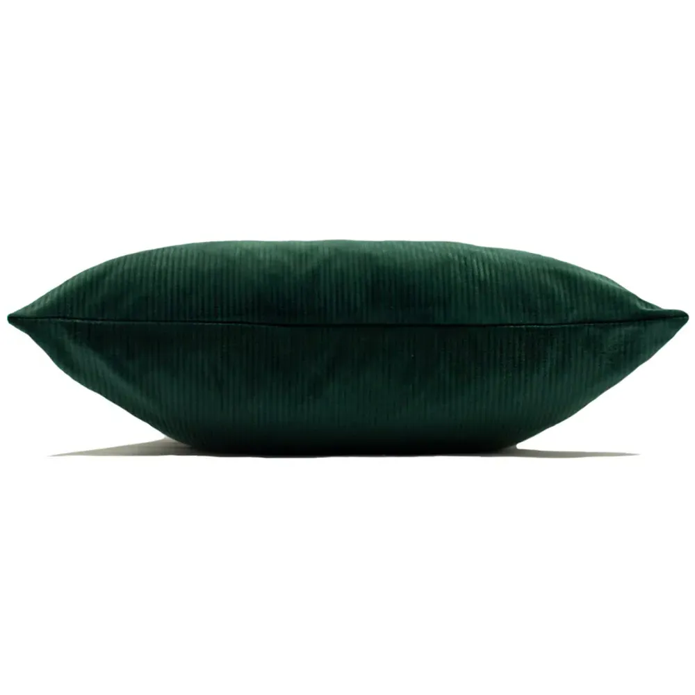 Aurora Ribbed Velvet Cushion - Green