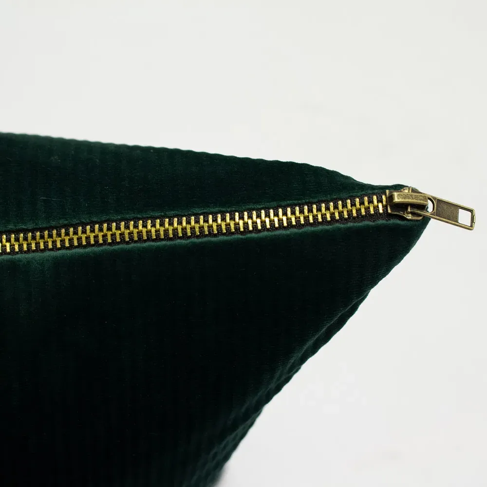 Aurora Ribbed Velvet Cushion - Green