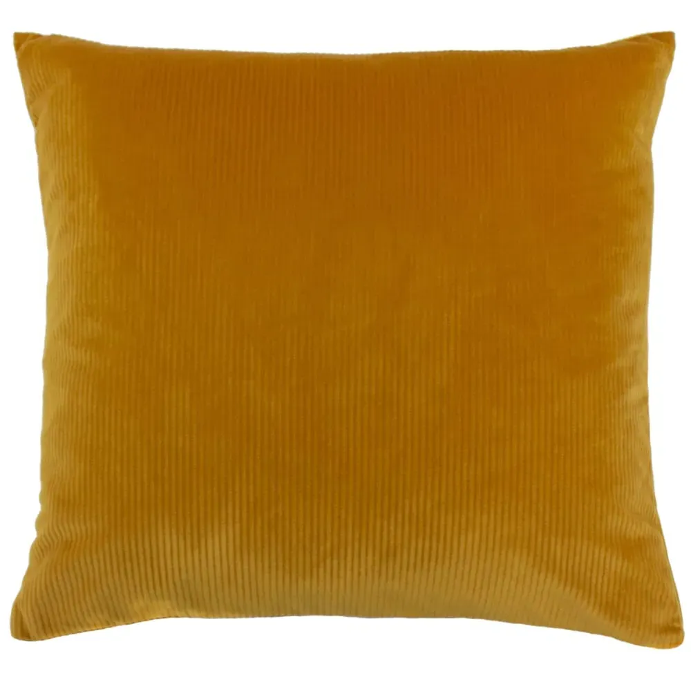 Aurora Ribbed Velvet Cushion - Yellow
