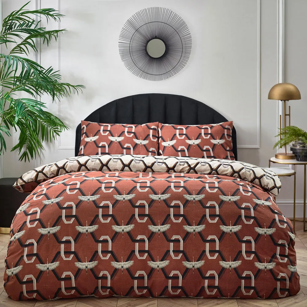 Avalon Double Duvet Set - Brick, Polycotton