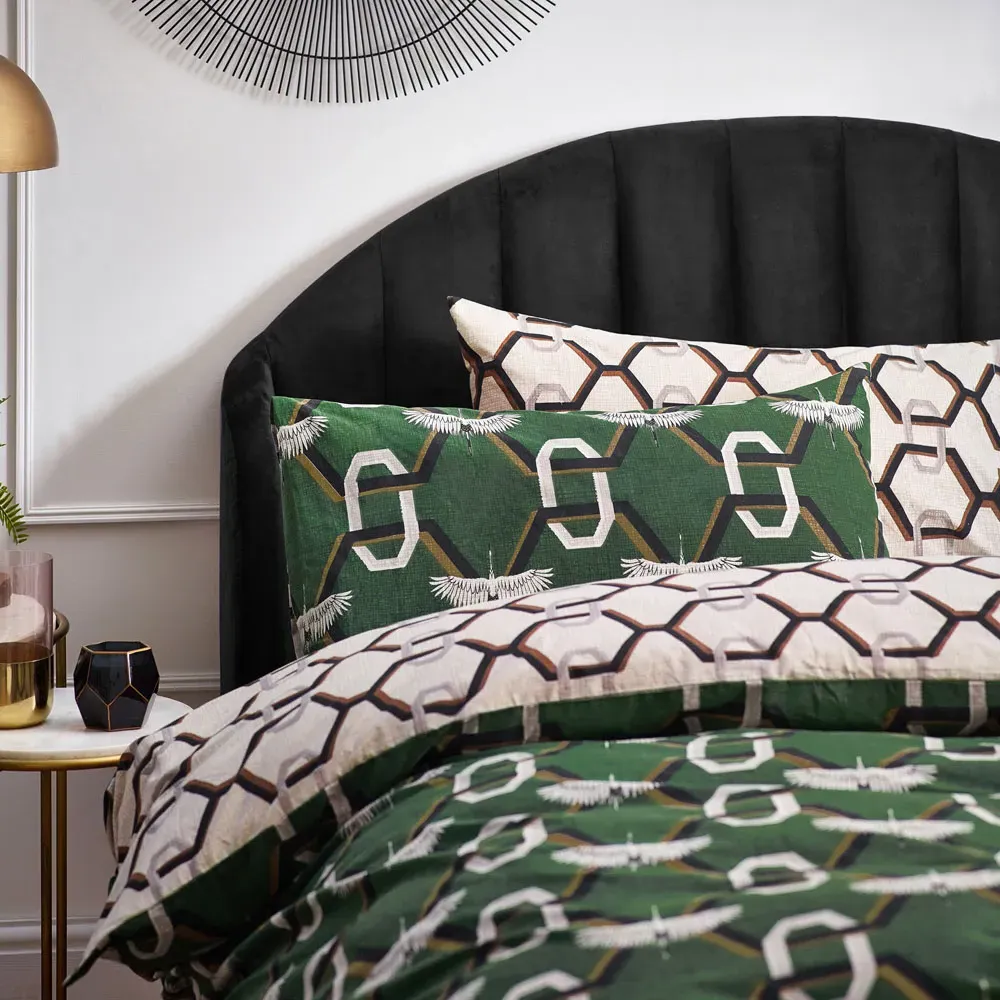 Avalon Double Duvet Set - Green, Polycotton