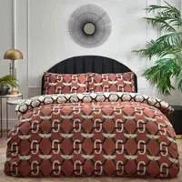 Avalon King Size Duvet Set - Brick, Polycotton