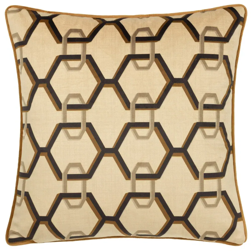 Avalon Piped Cushion - Black, Velvet