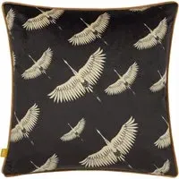 Avalon Piped Cushion - Black, Velvet