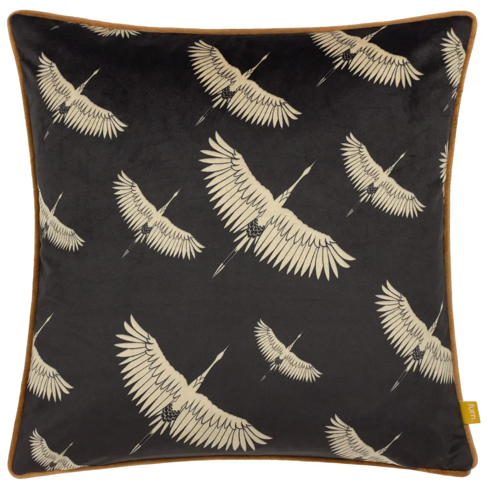 Avalon Piped Cushion - Black, Velvet image