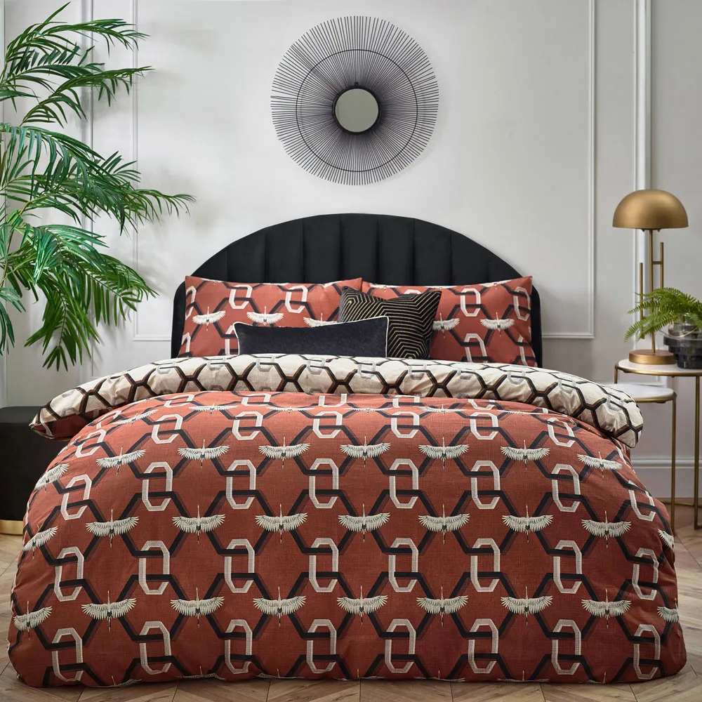 Avalon Single Duvet Set - Brick, Polycotton