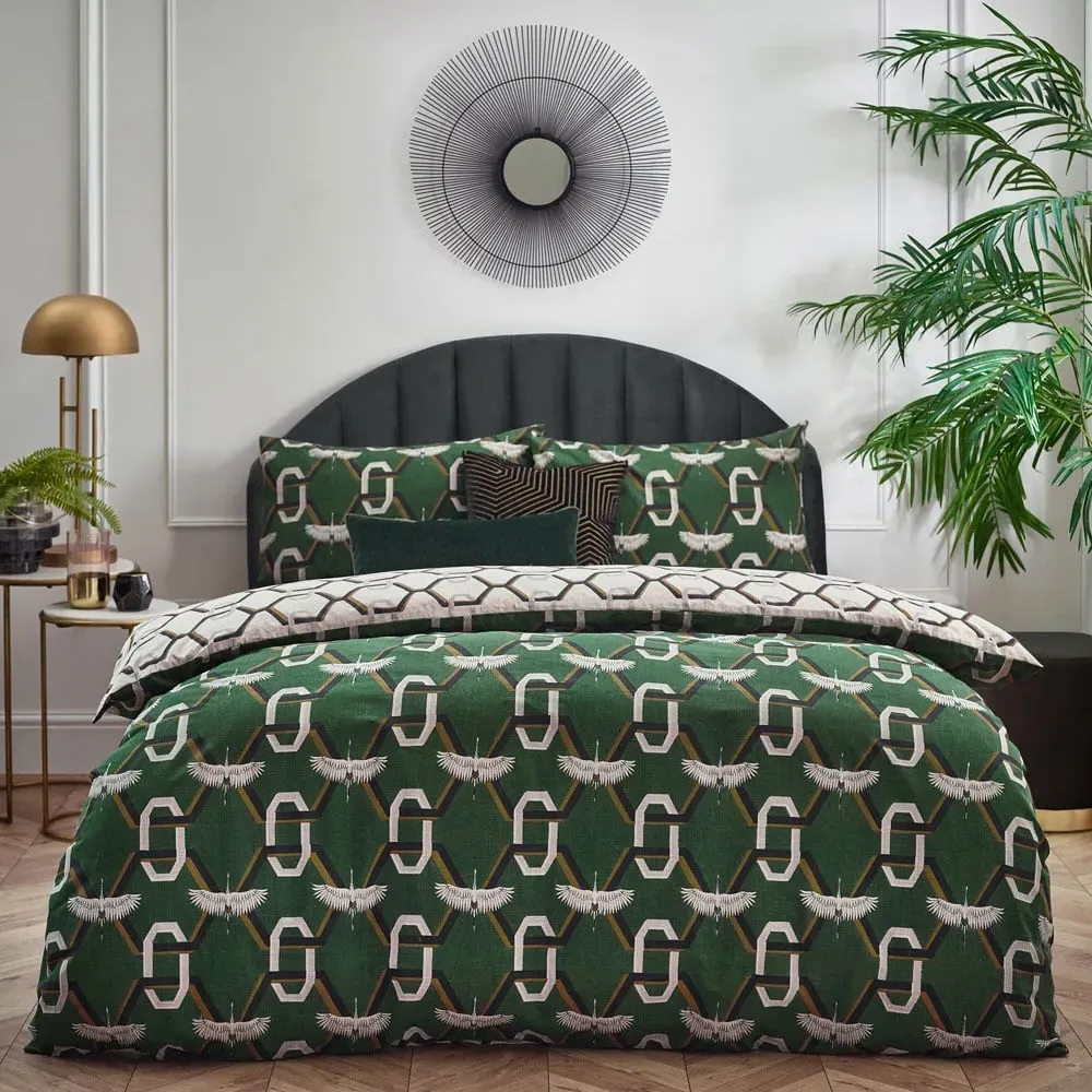 Avalon Super King Duvet Set - Green, Polycotton