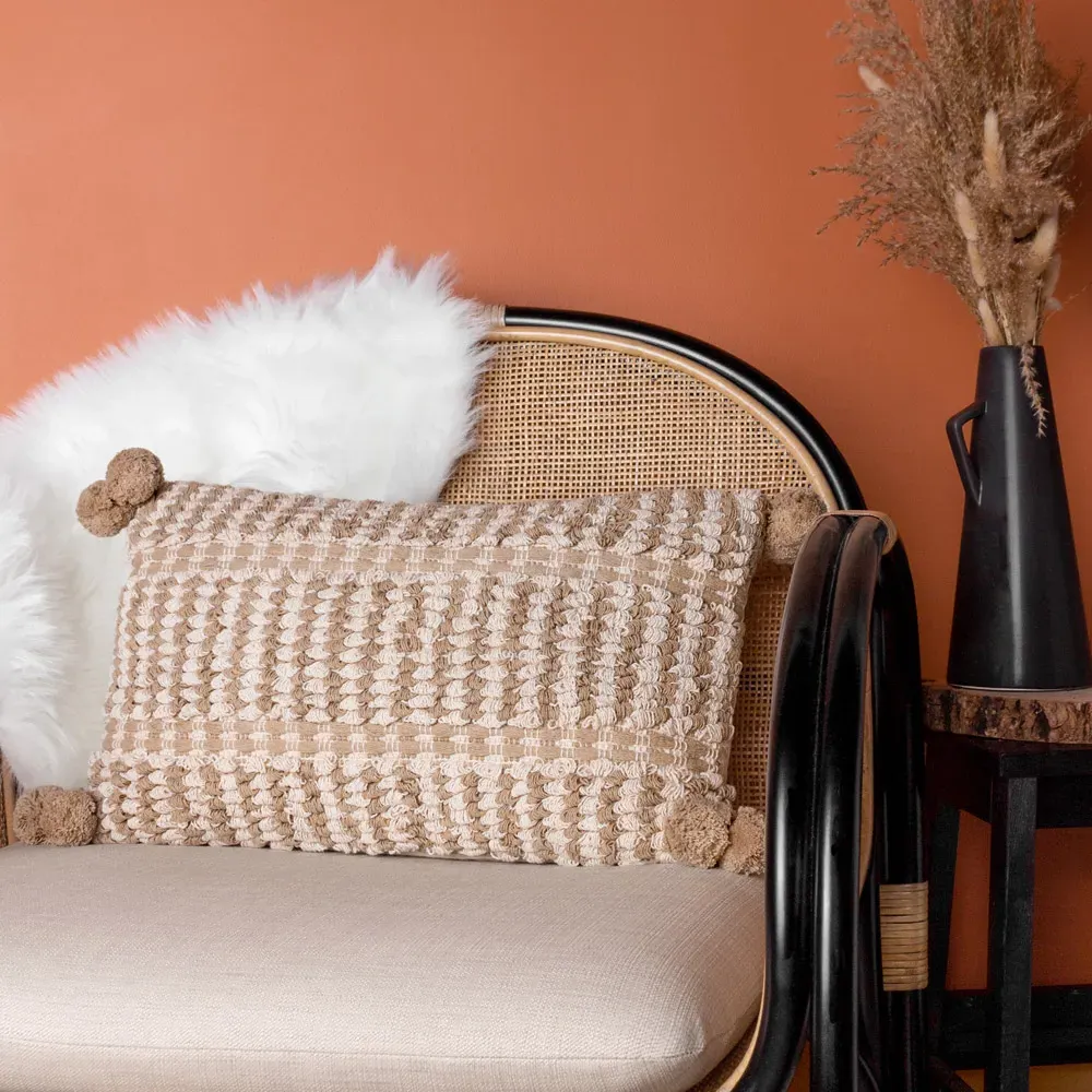 Ayaan Woven Tufted Cushion - Cream, Cotton