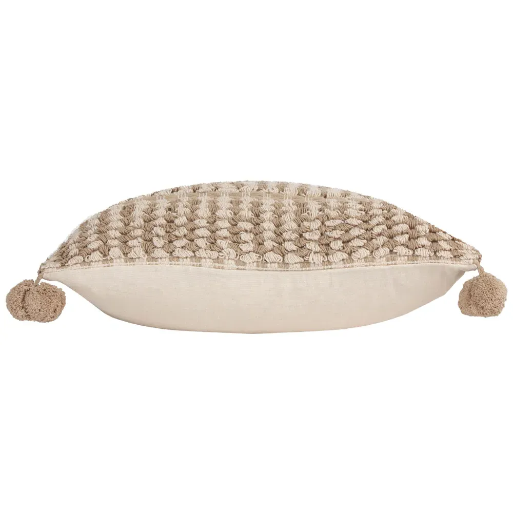 Ayaan Woven Tufted Cushion - Cream, Cotton