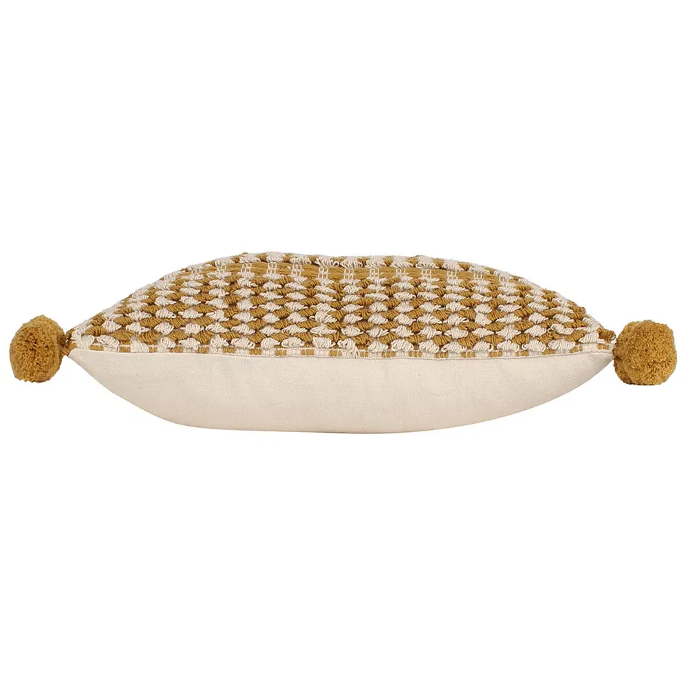 Ayaan Woven Tufted Cushion - Mustard, Cotton