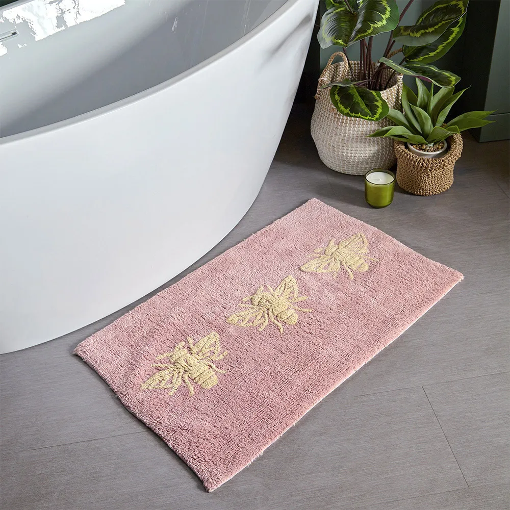 Bee Deco Cotton Anti-Slip Bath Mat - Pink