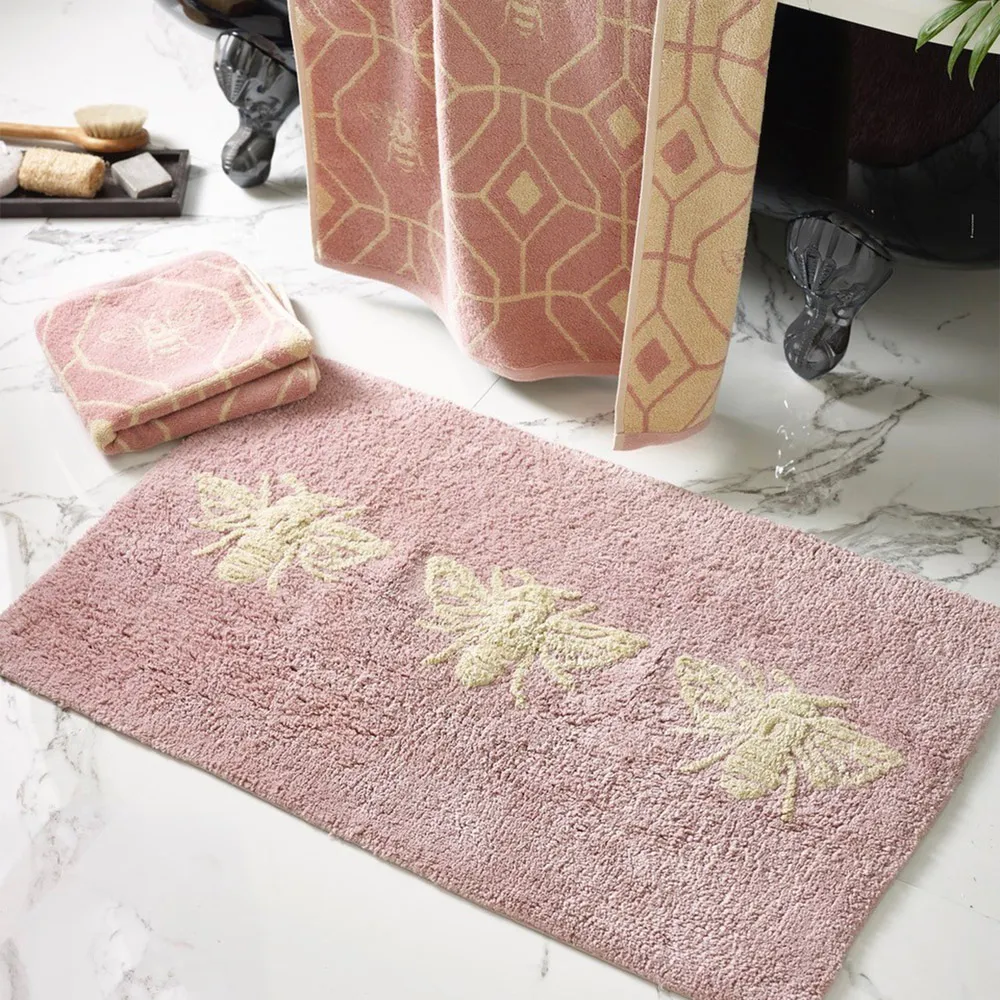 Bee Deco Cotton Anti-Slip Bath Mat - Pink