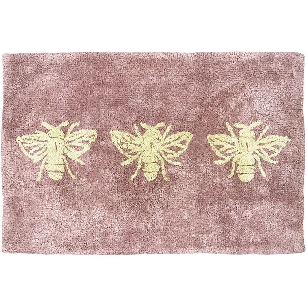 Bee Deco Cotton Anti-Slip Bath Mat - Pink