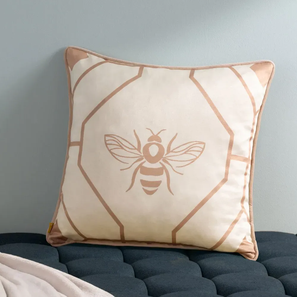 Bee Deco Geometric Cushion - Champagne