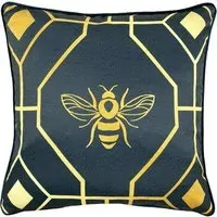 Bee Deco Geometric Cushion - Navy, Velvet