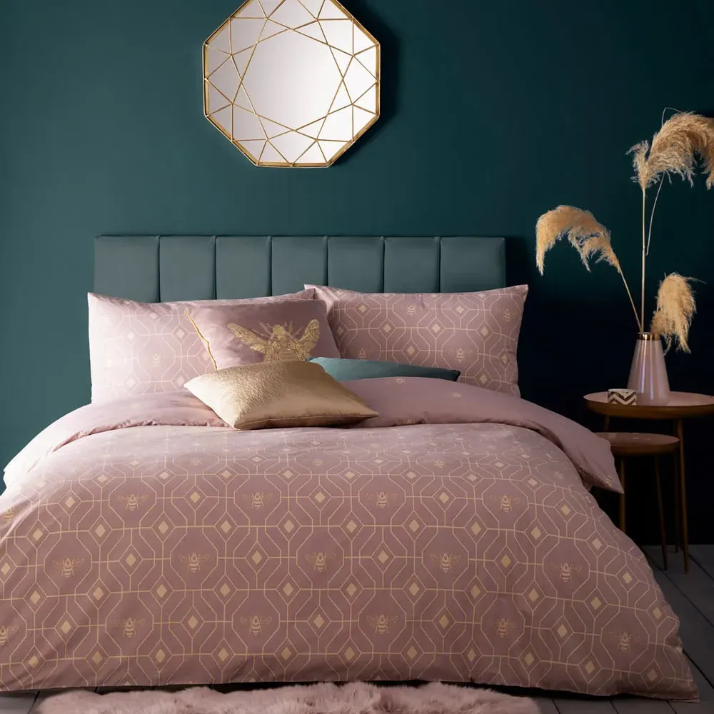 Bee Deco King Size Duvet Set - Blush