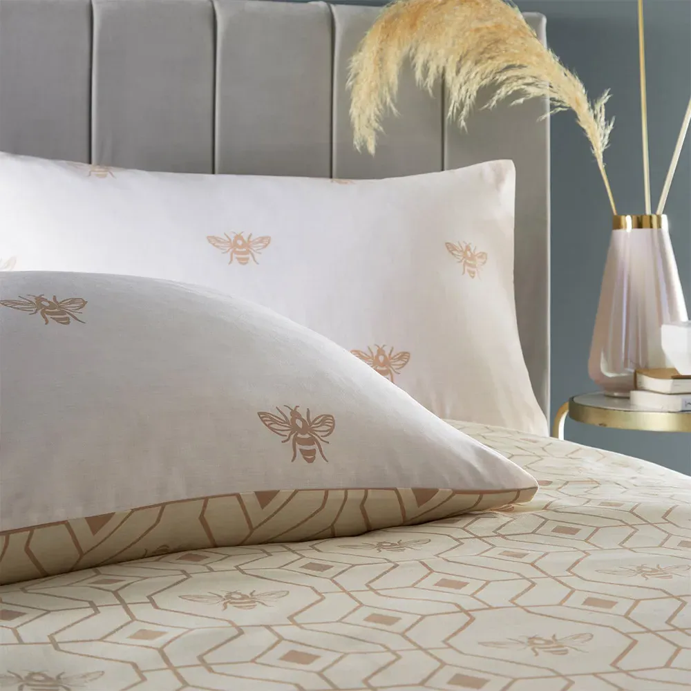 Bee Deco King Size Duvet Set - Champagne
