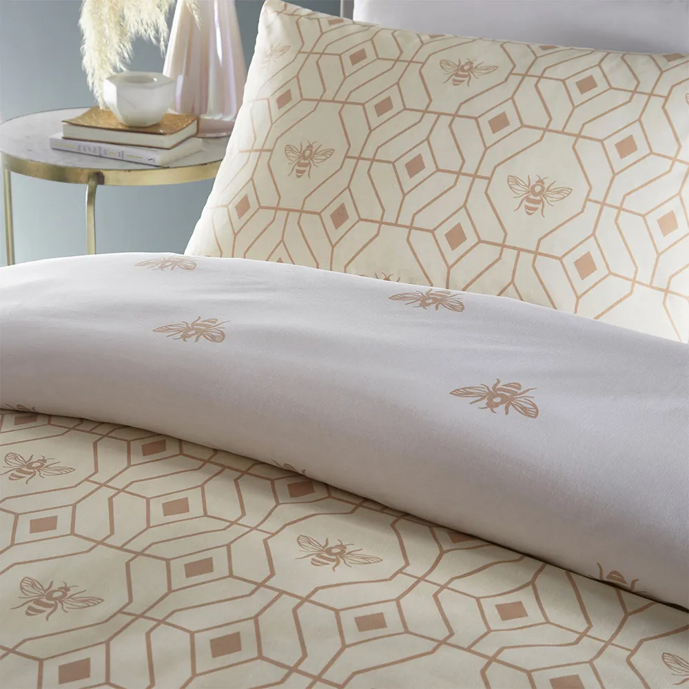 Bee Deco King Size Duvet Set - Champagne