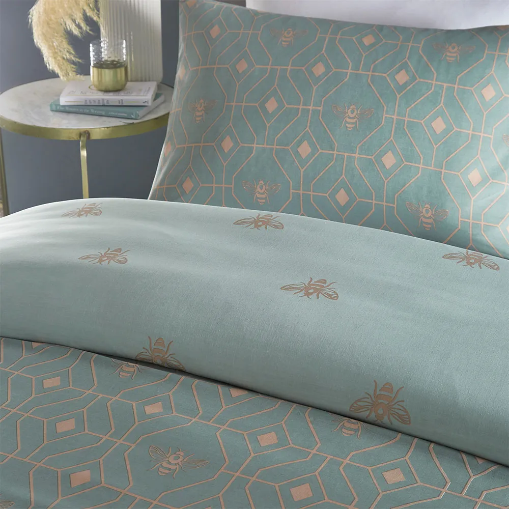 Bee Deco Single Duvet Set - Eau De Nil